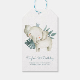 Etiqueta Para Presente Watercolor Baby Elephant Prince Tropical Birday