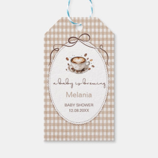 Etiqueta Para Presente Watercolor Baby is brewing coffee baby shower