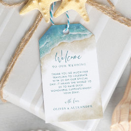 Etiqueta Para Presente Watercolor Beach Destination Wedding Welcome