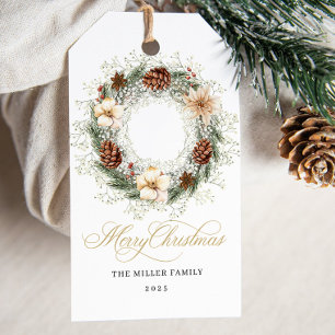 Etiqueta Para Presente Watercolor Boho Wreath Natal