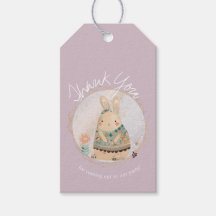 Watercolor Bunny Páscoa Aniversário Obrigado Flora