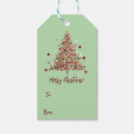 Etiqueta Para Presente Watercolor Christmas Polka Dot Tree To & From