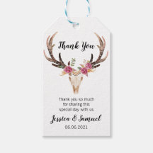 Watercolor Deer Antlers Bohemian Casamento Obrigad