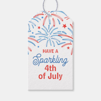 Etiqueta Para Presente Watercolor Fireworks 4th of julho Sparkler Party