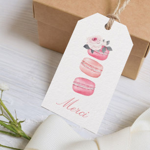 Etiqueta Para Presente Watercolor Floral Pink Macaron Merci/Obrigado