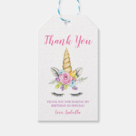 Etiqueta Para Presente Watercolor Floral Unicorn Birthday