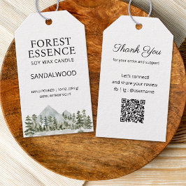 Etiqueta Para Presente Watercolor Forest Candle Editable Product Hang Tag