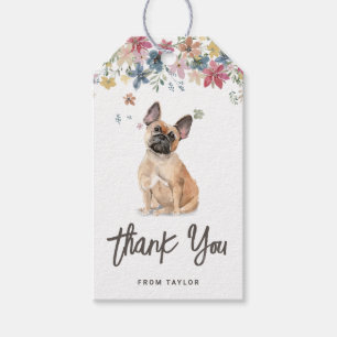 Etiqueta Para Presente Watercolor French Buldog Dog Birthday Obrigado