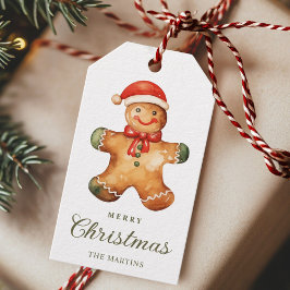 Etiqueta Para Presente Watercolor Gingerbread Man Christmas