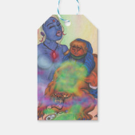 Etiqueta Para Presente Watercolor Illustration Fantasy Love Eros ride cat