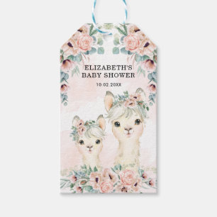 Etiqueta Para Presente Watercolor Llama Blush Flower Girl Chá de fraldas