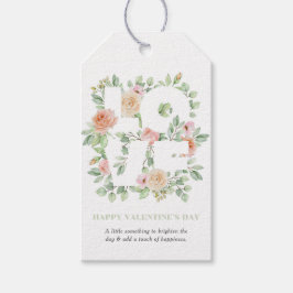 Etiqueta Para Presente Watercolor LOVE Roses and Greeney Valentine's Day