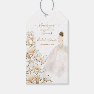 Etiqueta Para Presente Watercolor Magnolia Bride Chá de panela