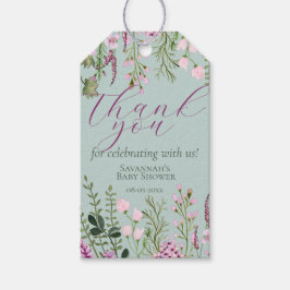 Etiqueta Para Presente Watercolor Meadow Wildflower Floral Obrigado