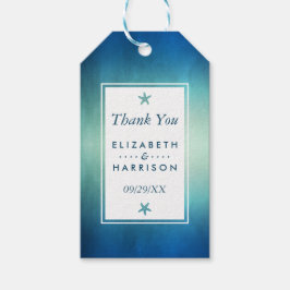 Etiqueta Para Presente Watercolor Ocean Starfish Casamento Praia Obrigado