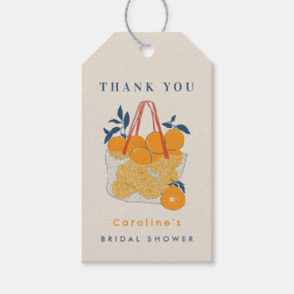 Etiqueta Para Presente Watercolor Orange Citrus Bridal Branch Thank You