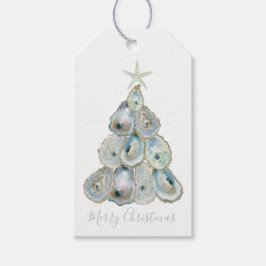Etiqueta Para Presente Watercolor Oyster Christmas Tree