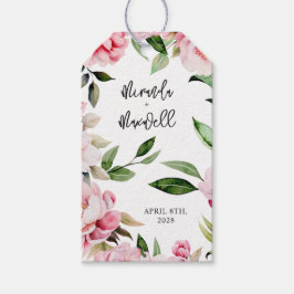 Etiqueta Para Presente Watercolor Peony Magnolia Pink Weding