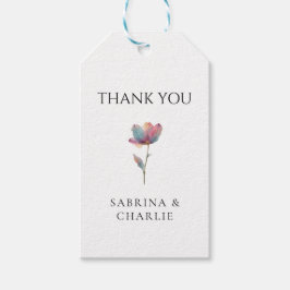 Etiqueta Para Presente Watercolor Pink Purple Tulip Elegant Floral