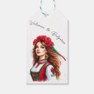 Etiqueta Para Presente Watercolor Rosas de mulheres búlgaras Folklore Boa