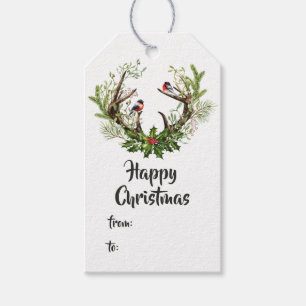 Etiqueta Para Presente Watercolor Rustic Reindeer Natal