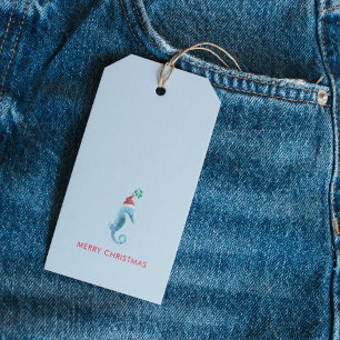 Etiqueta Para Presente Watercolor Seacavalo Mistletoe Náutico Denominado