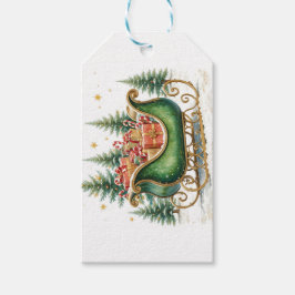 Etiqueta Para Presente Watercolor Vintage Christmas Sleigh