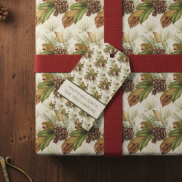 Etiqueta Para Presente Watercolor Winter Botanical Pattern