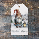 Etiqueta Para Presente Watercolor Winter Christmas Gnomo<br><div class="desc">Marque seus presentes de Natal para os seus beneficiários nesta temporada de Natal com uma Marca de presentes de Natal Watercolor no Gnomo Holiday. Design de etiqueta para presentes apresenta um gnomo de Natal alegre segurando uma lanterna iluminada com um fundo de floresta de montanha com neve caindo. Itens adicionais...</div>