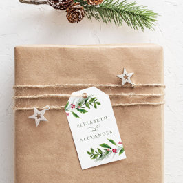 Etiqueta Para Presente Watercolor Winter Greenery Modern Christmas