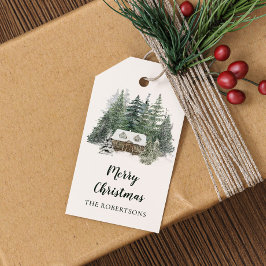 Etiqueta Para Presente Watercolor Winter Woodland Home Felice Natal