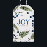 Etiqueta Para Presente Watercolor Winter Wreath Joyous Christmas<br><div class="desc">Etiqueta de Natal 'Joy'</div>