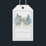 Etiqueta Para Presente Watercolor Woodland Winter Deed Christmas<br><div class="desc">Woodcolor Woodland Winter Deer Christmas etiquetas de presente de Ricaso - com duas passagens sobre uma árvore e fundo de neve</div>