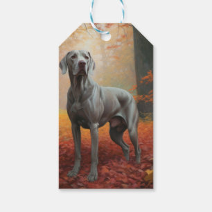 Etiqueta Para Presente Weimaraner no Outono Folhas Caídas Inspiram