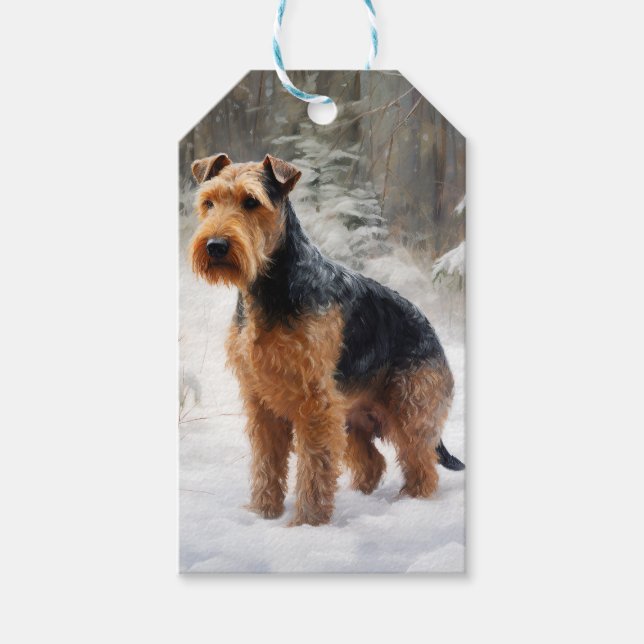 Etiqueta Para Presente Welsh Terrier Deixe-o nevar no Natal (Frente)
