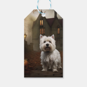 Etiqueta Para Presente West Highland White Terrier Dia das Bruxas Assusta