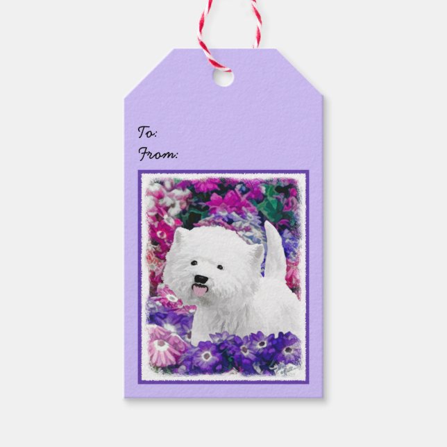 Etiqueta Para Presente West Highland White Terrier Pintando Arte Canina (Frente)