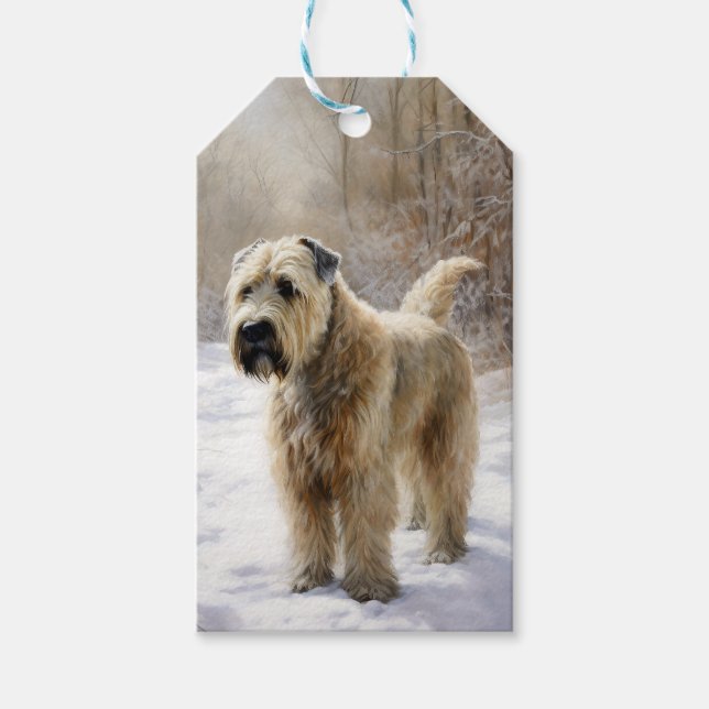 Etiqueta Para Presente Wheaten Terrier Deixe Nevar Natal (Frente)