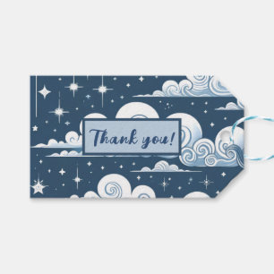 Etiqueta Para Presente Whimsical Blue Celestial Obrigado