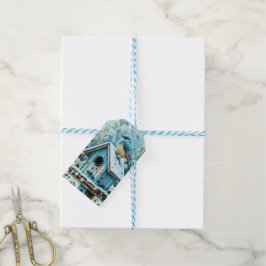 Etiqueta Para Presente Whimsical Blue Christmas Robin