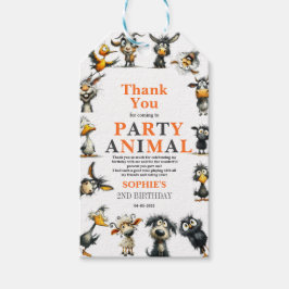 Etiqueta Para Presente Whimsical Funny Animals 2nd Birthday Party