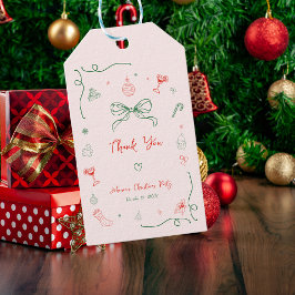 Etiqueta Para Presente Whimsical Hand Desenhou O Natal Francês Obrigado