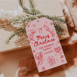 Etiqueta Para Presente Whimsical Hand Drawn Christmas Party 