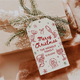 Etiqueta Para Presente Whimsical Hand Drawn Christmas Party 