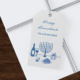 Etiqueta Para Presente Whimsical Hand Drawn Hanukkah Party Trendy Custom