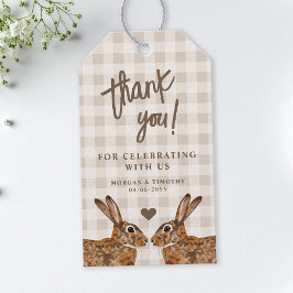 Etiqueta Para Presente Whimsical Hare Bunnies In Love Wedding Thank You