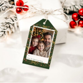 Etiqueta Para Presente Whimsical Holiday Wreath & Bows Photo Card