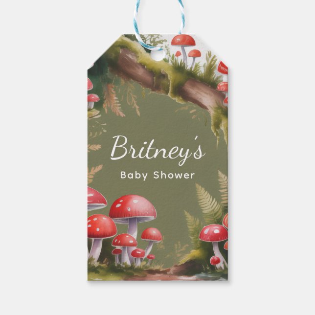 Etiqueta Para Presente Whimsical Mushroom Baby Shower Thank You (Frente)