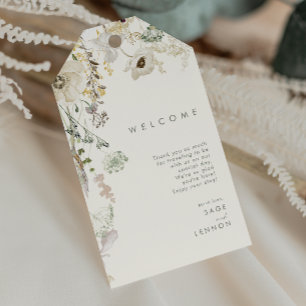 Etiqueta Para Presente Whimsical Wildflower Meadow Ivory Wedding Bem-vind