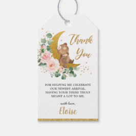 Etiqueta Para Presente Whimy Teddy Bear Moon Blush Floral Obrigado